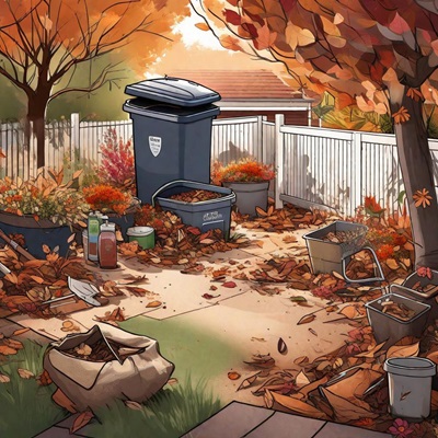 image showing bins and branches cluttered about the yard