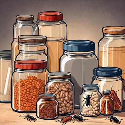 image showing glass jars and plastic containers which cockroaches cant get in 